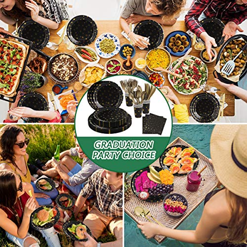 image for Aodis 169PCS Black and Gold Party Supplies Set Disposable Party Dinner