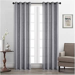 LIAN Cortinas con Ojales, Cortinas Opacas Cortinas de Lino Lisas Sala