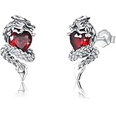 OHAYOO Dragon Stud Earrings 925 Sterling Silver Dragon Studs Earrings Vintage Dragon Jewelry Gift for Women Men