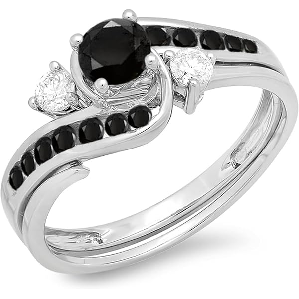 Dazzlingrock Collection Juego De Anillos De Compromiso Para Novia De 0.27 Quilates (ctw) De 10 Quilates Con Corte Redondo De 1/4 Quilates, Oro Amarillo, Oro Amarillo, Piedra Preciosa, Diamante