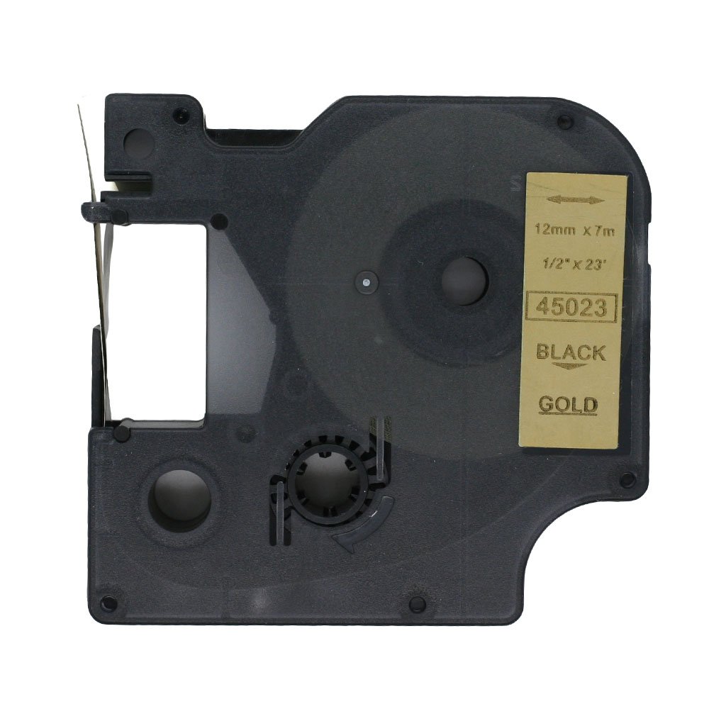 BROVACS 1 Pack Black on Gold Label Tape Compatible for DYMO D1 45023 12mm 1/2" OPA2223