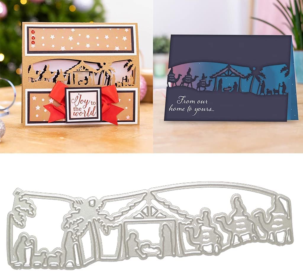 Nativity Cutting Dies for Card Making，Desert Cutting Dies Cut Stencils for DIY Scrapbooking Photo Album Decorative Embossing Paper Dies for Card Making Templated+Cute Brooch Pin
