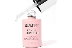 Glamnetic UV Gel Clear Top Coat | High-Gloss Finish | No-Wipe Formula | Works on Press-Ons & Polish | LED UV Curable | 0.33 fl. oz.