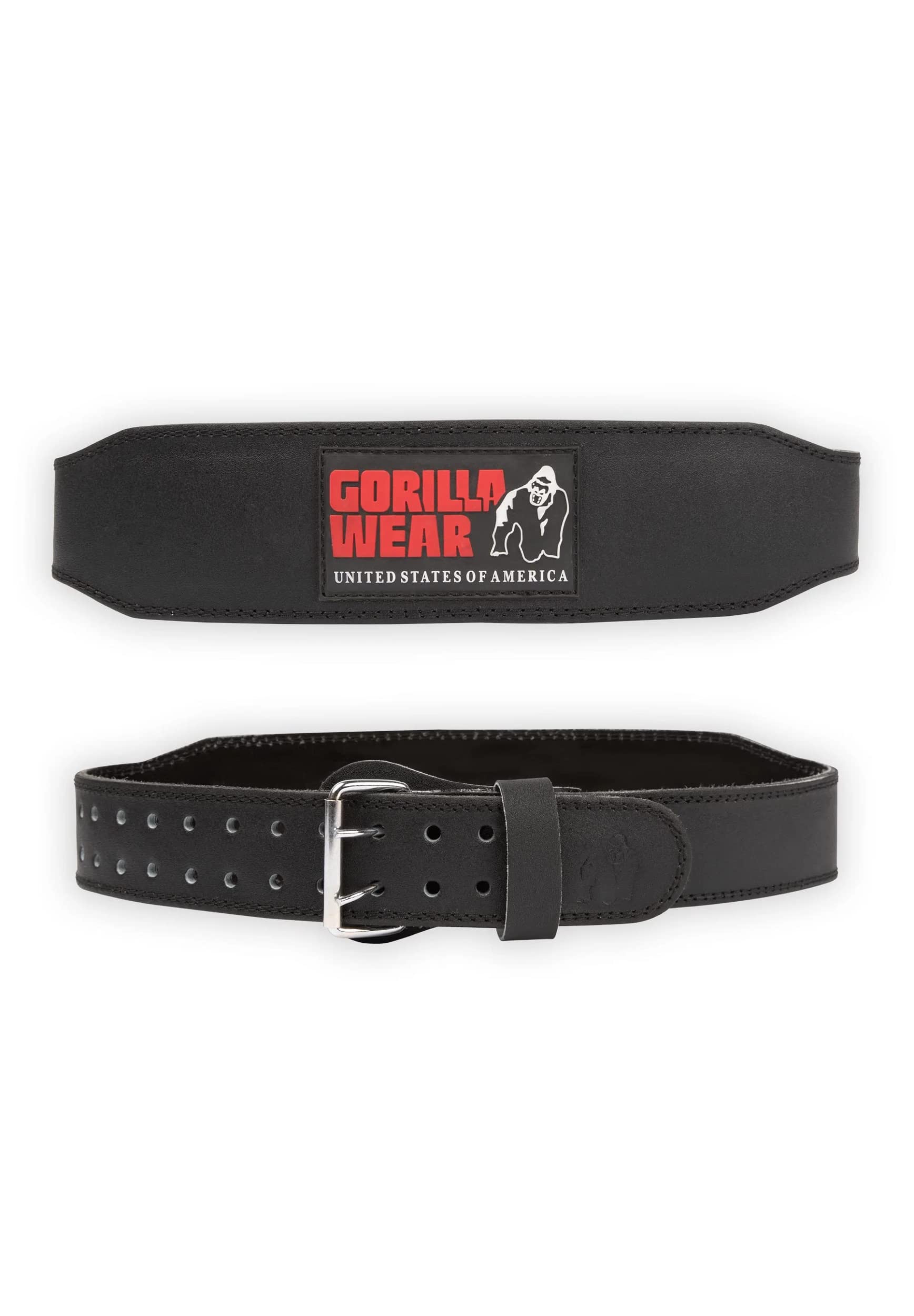 Gorilla Wear - 4 Inch Padded Leather Lifting Belt - Black/Red - Bodybuilding Strength Training Gym Training Weightlifting Support Stabilisation with Logos for Sports Made of Leather, S-M