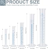 Pveath 5Pcs Plastic Graduated Cylinder Beaker Set 10 25 50 100 250 ml view 2