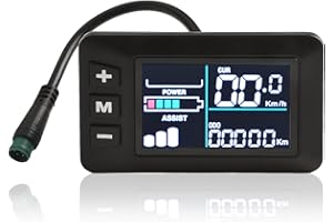 DRHOMEAM 5Pins Electric Bike LCD Display Meter, 24V 36V 48V E Bike Control Panel For Handlebars Approximately Φ22.2mm / Φ0.87in, Waterproof Connector, No.2 Communication Protocol