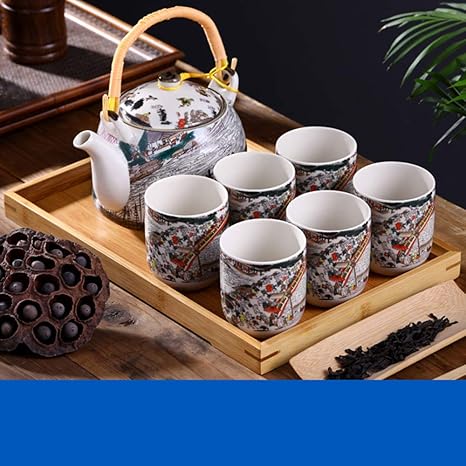 Amazon Co Jp 番茶器セット セラミックティーセット 陶器 茶器セット ティーポットティーカップ 急須 茶こし 旅行 お出かけ用 収納バッグ付き 和風急須 ホーム キッチン
