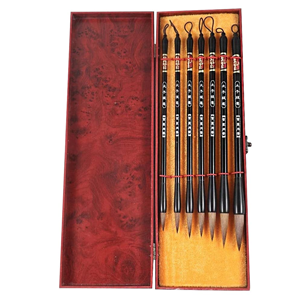 CENPEK 7 Pack Chinese Calligraphy Brush Set Writing Drawing Ink Brushes, Japanese Kanji Sumi Brush Pen for Professional Beginner