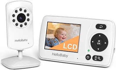 HelloBaby Video Baby Monitor with 2 Cameras, Night Vision, 2X Zoom, No WiFi