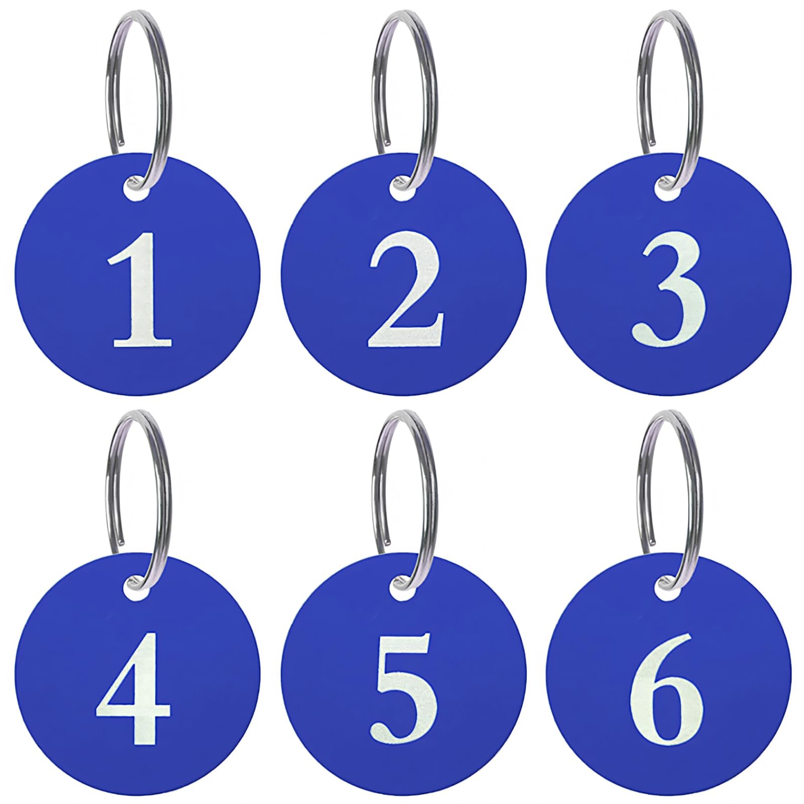 Aspire 50 PCS Metal Numbered Key Chains Aluminum Alloy Numbered ID Tag Key Rings, Door Locker Number ID Tags, 1-50 Royal Blue