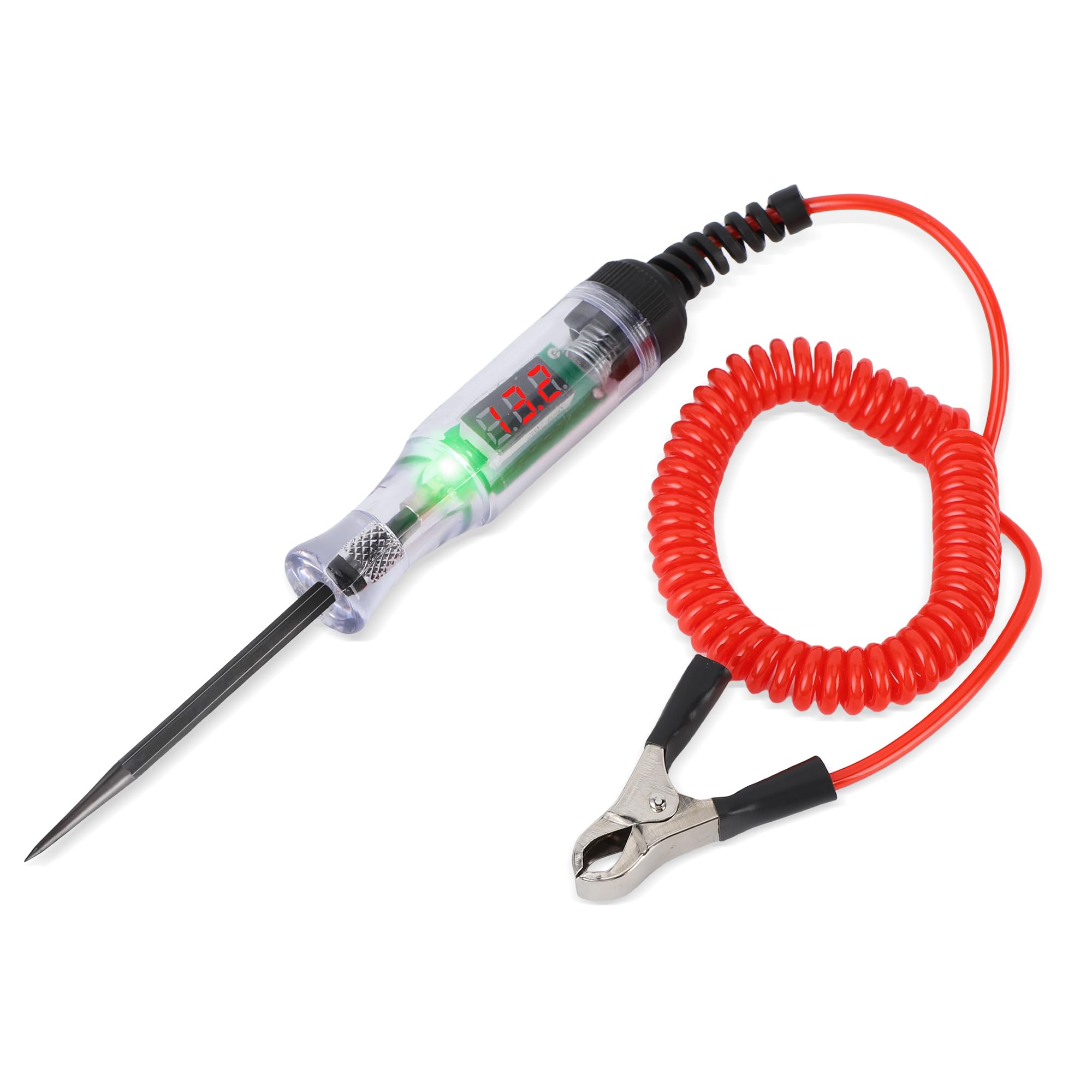6V 12V 24V DC Car Circuit Tester, Insulation Tester,Voltage Tester with Crocodile Clip & Indicator Light Automotive Long Probe Pen Electrical Circuit Continuity Tester with Digital Display