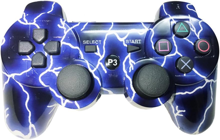 [2 Pack] Remote Bluetooth Controller for Playstation 3, Wireless Sixaxis Double Vibration Gamepad for PS3 (Include USB Charging Cable (Purple + Grey): Computers & Accessories