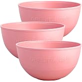 Greentainer 3 Pack Large Plastic Bowls, 135oz Plastic Salad Bowls - Reusable Serving Bowls for Party, Picnic, Entertaining, Kitchen &amp; Outdoor, Microwave &amp; Dishwasher Safe (Pink)