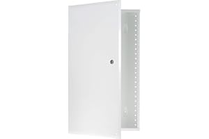 ON-Q Legrand - OnQ Media Enclosure with Hinged Door, 20 Inch Metal Media Box with Key Lock, Cable Management Box to Hide Cords and Store Devices, Color, EN2050