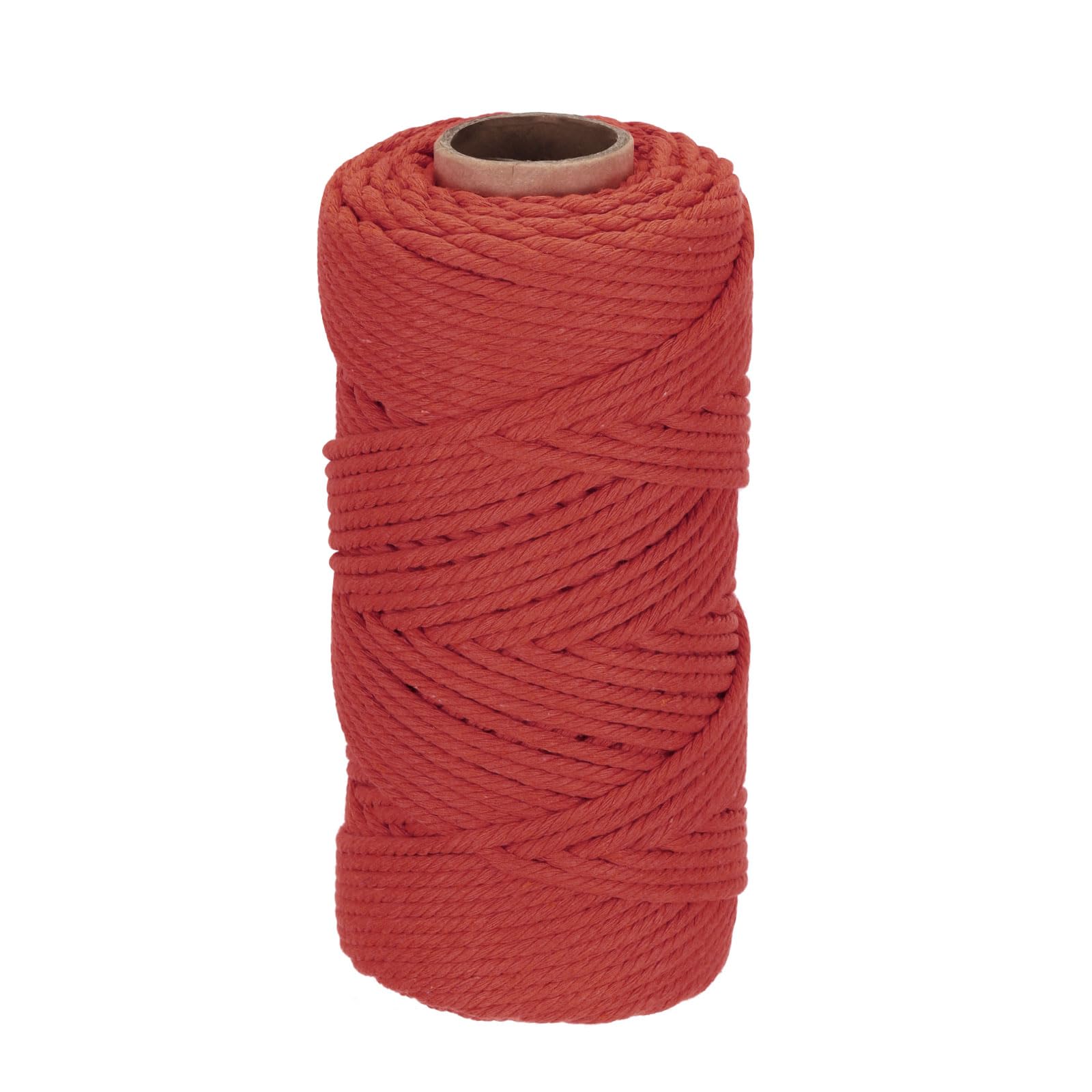 DMiotech 4mm x 100M (109 Yard) Red Natural Cotton Macrame Rope, Wall Hanging Handmade Single Strand Macrame Cord for Plant Hangers, Gift Wrapping Wedding