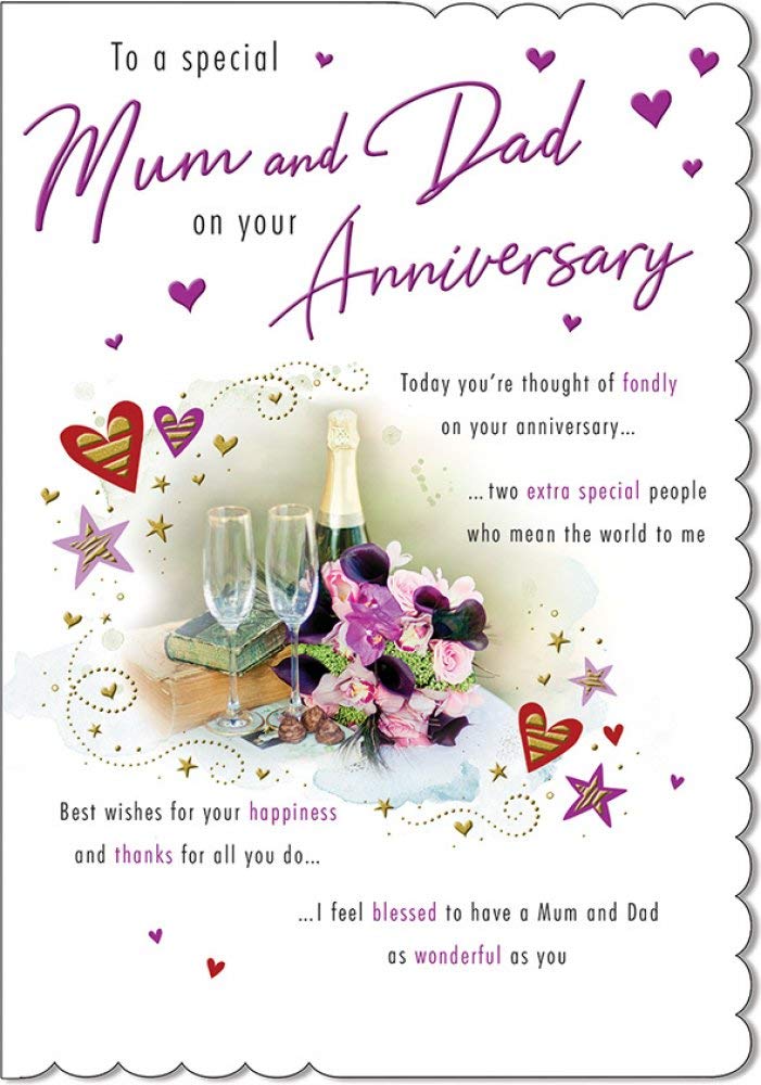 Piccadilly Greetings Traditional Annivesary Card Mum & Dad - 9 x 6 inches