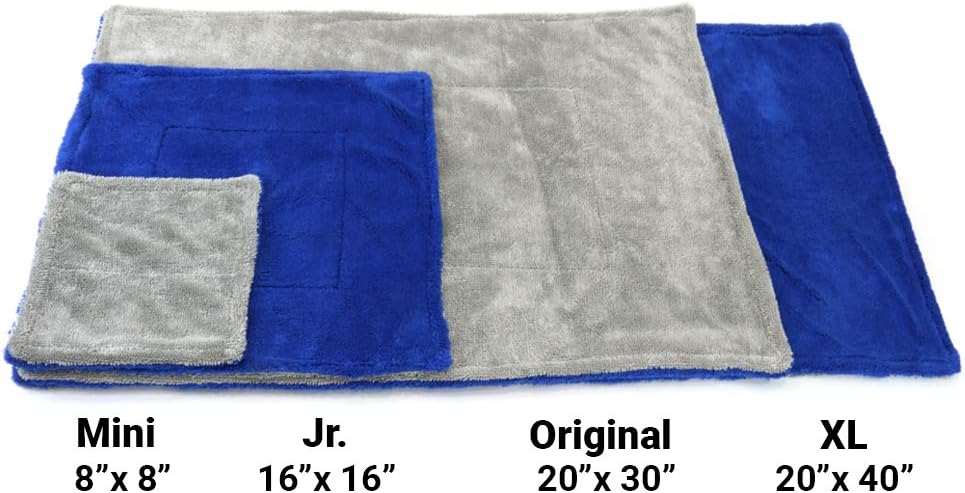 [Amphibian] Car, Truck, SUV Drying Towel | Great for Rinseless Wash | Dual Twist/Plush Weave Dries Streak Free (Blue/Gray, Original (20"x30")): Automotive