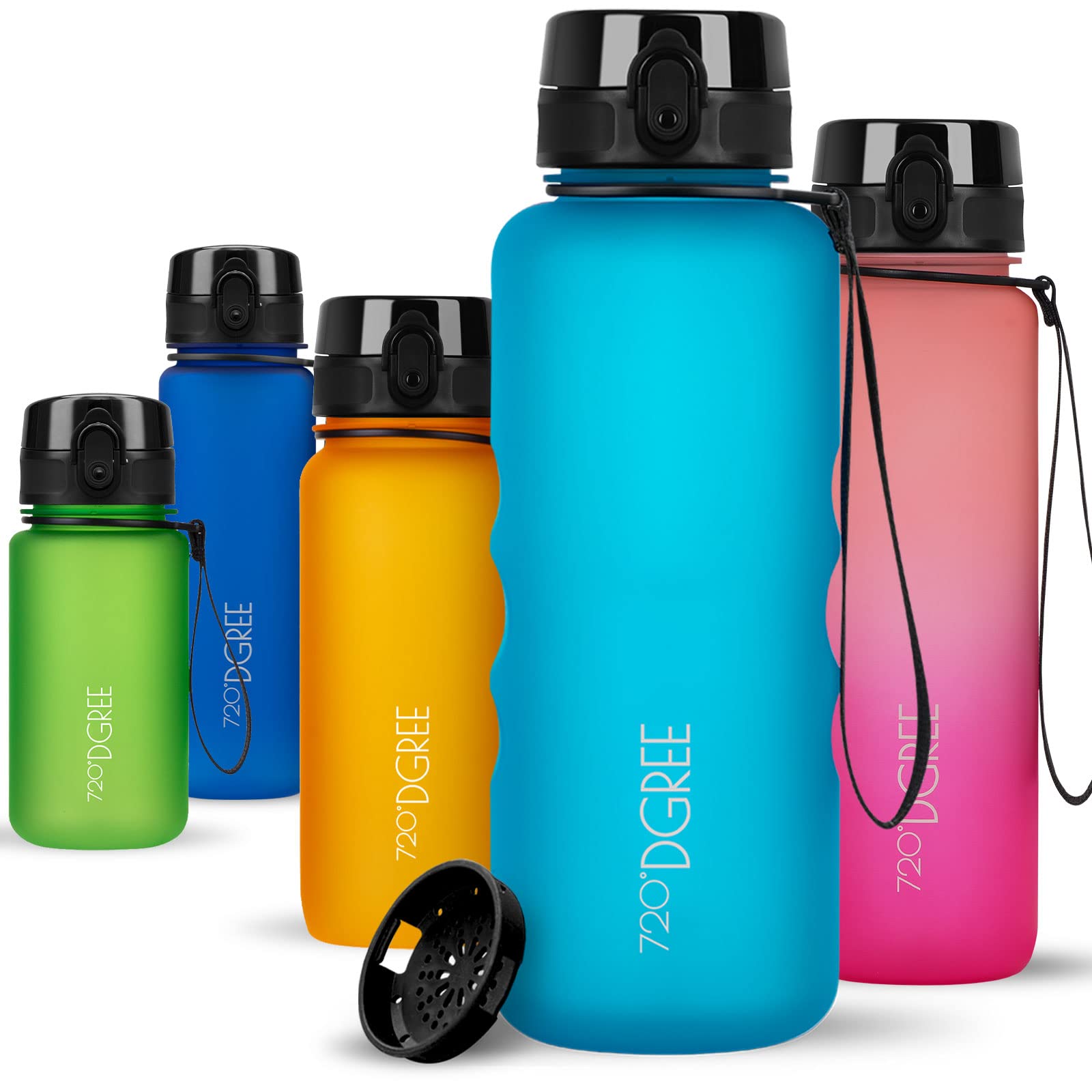 720°DGREE Water Bottle 1.5l “uberBottle“ softTouch +Sieve - BPA-Free, Leakproof, Reusable Drinking Bottle - XL Sports Bottle for all Day Hydration, Gym, Fitness, Office, University, Hiking, Travel