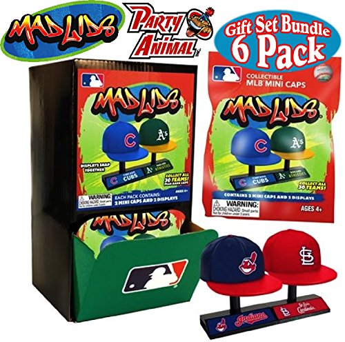 Party Animal Mad Lids MLB Mini Baseball Caps Blind Bags Gift Set Party Bundle - 6 Pack