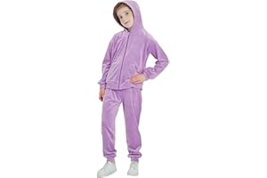 MessBebe Girls Sweatsuits Velour Tracksuit 2 Piece Outfits Tracksuit Zip Up Hoodie Sweatshirt Sportswear Jogging Set