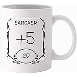 D&D Stats Mug - Sarcasm 11oz White Ceramic Coffee Mug - Dungeons and Dragons - RPG - DnD - Gift for Geeks