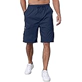Men's Cargo Shorts Elastic Waist Outdoor Relaxed Fit Sport Shorts Jogger SweatShorts with Multi-Pocket