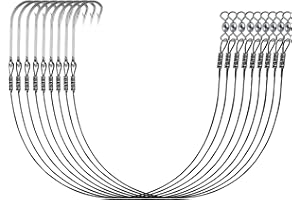 SEAOWL Saltwater Fishing Hook Rigs,Steel Leaders Long Shank Hook for Surf Fishing,Black Leader Wire O'shaughnessy Forged Hook for Freshwater