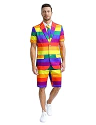 Fashonal Mens Pride Outfits Rainbow Suit for Porm
