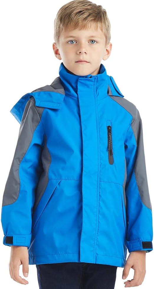 BYCR Boys’ Hooded Lightweight Windproof Rain Jacket Coat