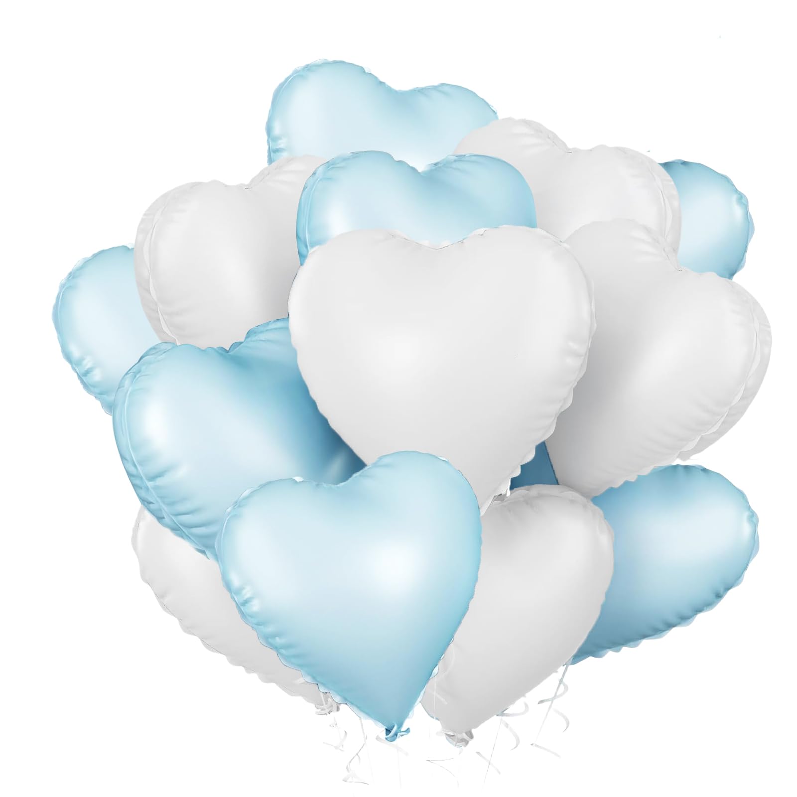 Blue White Heart Balloons,18 Inch White Baby Blue Heart Shape Balloons,12PCS Foil Heart Balloon Helium for Birthday Party Bridal Engagement Wedding Anniversary Baby Shower Valentines Decor — image 1