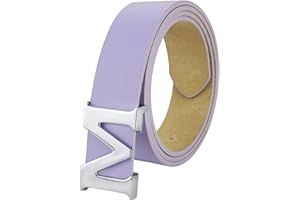 maikun Womens Leather Belts Removable Letter M Plate Buckle Waist Belt 1.18" Width