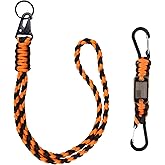 lyehip 2 Pcs Heavy Duty Paracord Lanyard Keychain, 550 Braided Strong Parachute Rope Necklace Keychains with Cool USA Flag, for Outdoor Activities, Camera, Keys, Whistle, Traveling