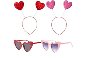 BOLZRA Heart Headbopper Eyeglasses Valentine's Day Headband Hair Accessories for Holiday Costume Party Photo Booth 4 Pack