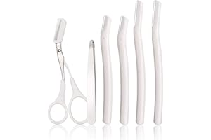 XMOSNZ Eyebrow Razor 6pcs Face and Peach Fuzz Hair Removal Razors Multi-function Home Skin Care Tool with Eyebrow Scissors and tweezers Disposable Blades for Silky Smooth Face