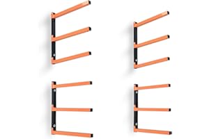 Homydom Lumber Storage Rack Wood Organizer Wall Mount Rack Heavy Duty Metal Saving Indoor & Outdoor Space with 3-Level, 4 Pack