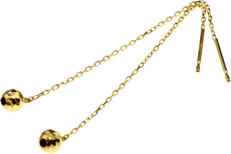 Amazon Nadi K18 アメリカン ピアス 4mm ミラクルカット ミラーボール ゆれる 18金 イエロー ゴールド チェーン ピアス 通販