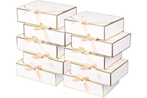 WLUSEAXI 10Pack White Gift Boxes, 10.6x7.8x3.1Inch Bridesmaid Proposal Box with Ribbons, Gift Boxes with Lids for Presents, Mother's Day, Wedding, Birthday Party, Anniversary
