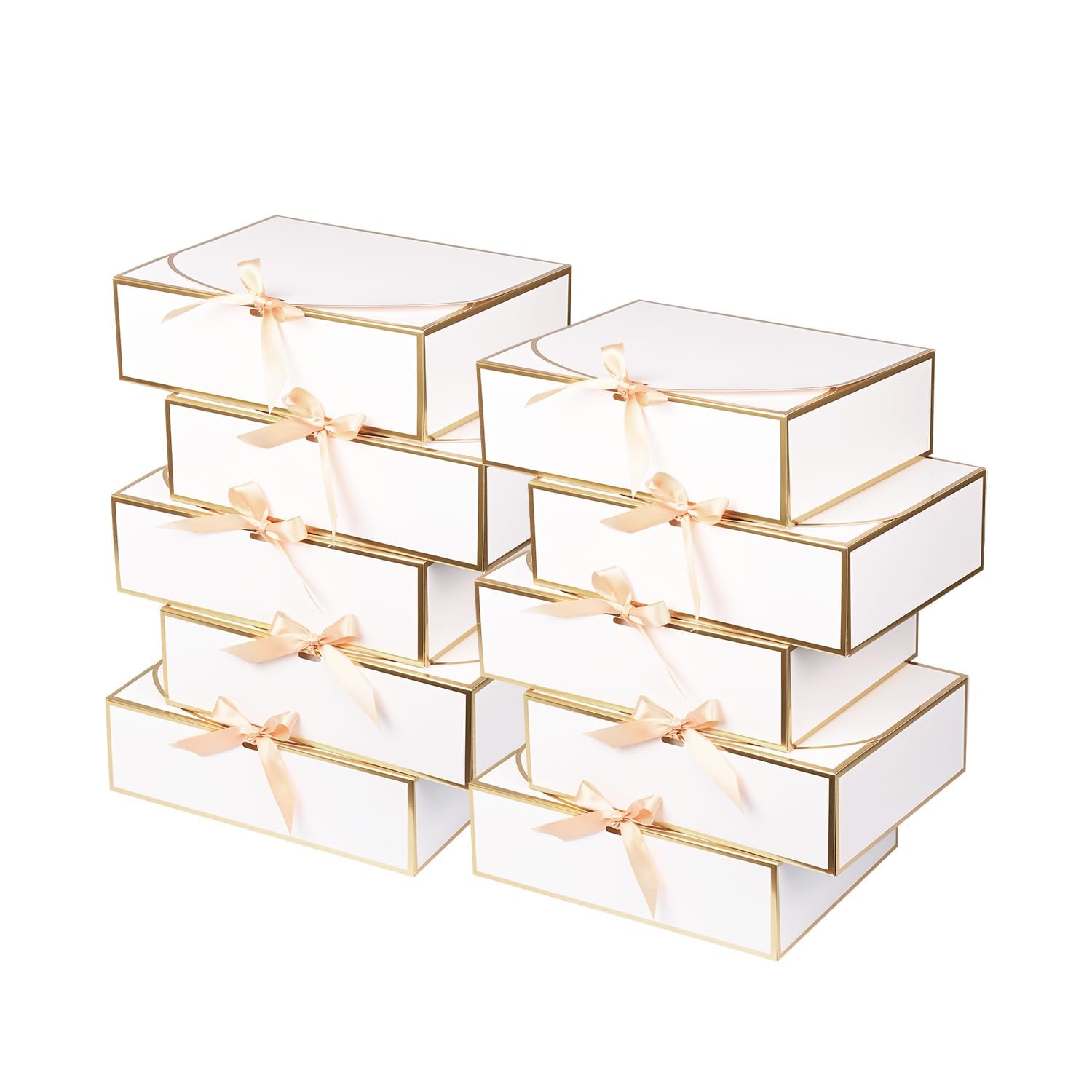 Photo 1 of 10 Pack Large Gift Boxes with Lids, 12.6x9.8x3.1 Inch Bridesmaid Proposal Box, White Gift Boxes for Presents, Wedding, Graduation, Birthday Party