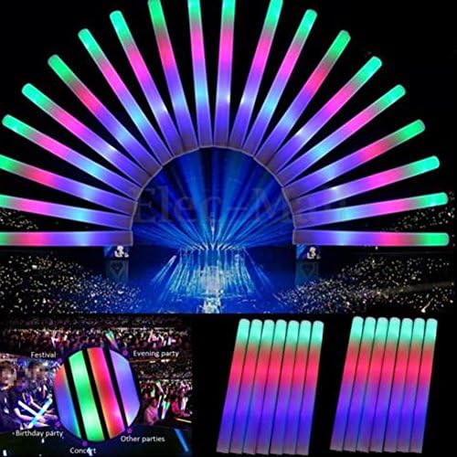 30 PCS 19 inch Light Up Foam Sticks，MJFOX Multicolor LED Wands Rally Rave Batons DJ Flashing Glow Stick for Party Festival Christmas Birthday Party Supplies Children Toy Weddings