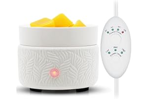 BOBOLYN Candle Wax Melts Warmer Burner - Ceramic Essential Oil Warmer 3-in-1 Wax Melter Timer Adjust Fragrance Intensity Auto Shut Off for Scented Wax Tart Cube Aromatherapy Home Office Bedroom Decor Gifts