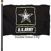 US Army Military Flags 3x5 Outdoor -Double Sided 3 Ply Heavy Duty United States Army Star Black Flags Banner for Outside with 2 Brass Grommets UV protection Fade Resistant for Indoor Outdoor