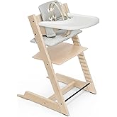 Tripp Trapp High Chair and Cushion with Stokke Tray - Natural with Nordic Grey - Adjustable, Convertible, All-in-One High Cha