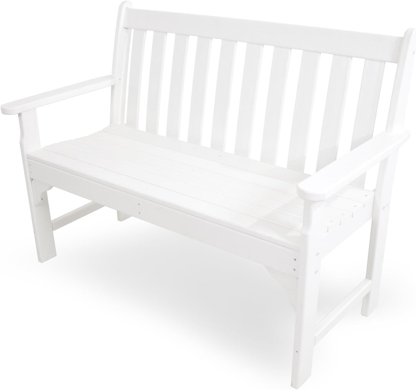 POLYWOOD GNB48WH Vineyard 48" Bench, White Outdoor Benches Garden & Outdoor