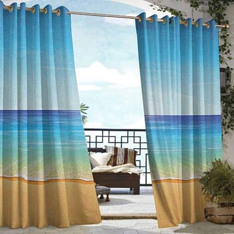 Amazon Com Patio Curtains Ocean Paradise Beach With Sand And Sea
