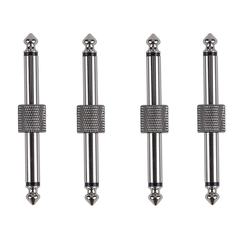 Rayzm Guitar Pedal Connectors, 6.35mm (1/4") Male to Male Straight Plug Adaptors for Guitar Pedalboard - Pack of 4