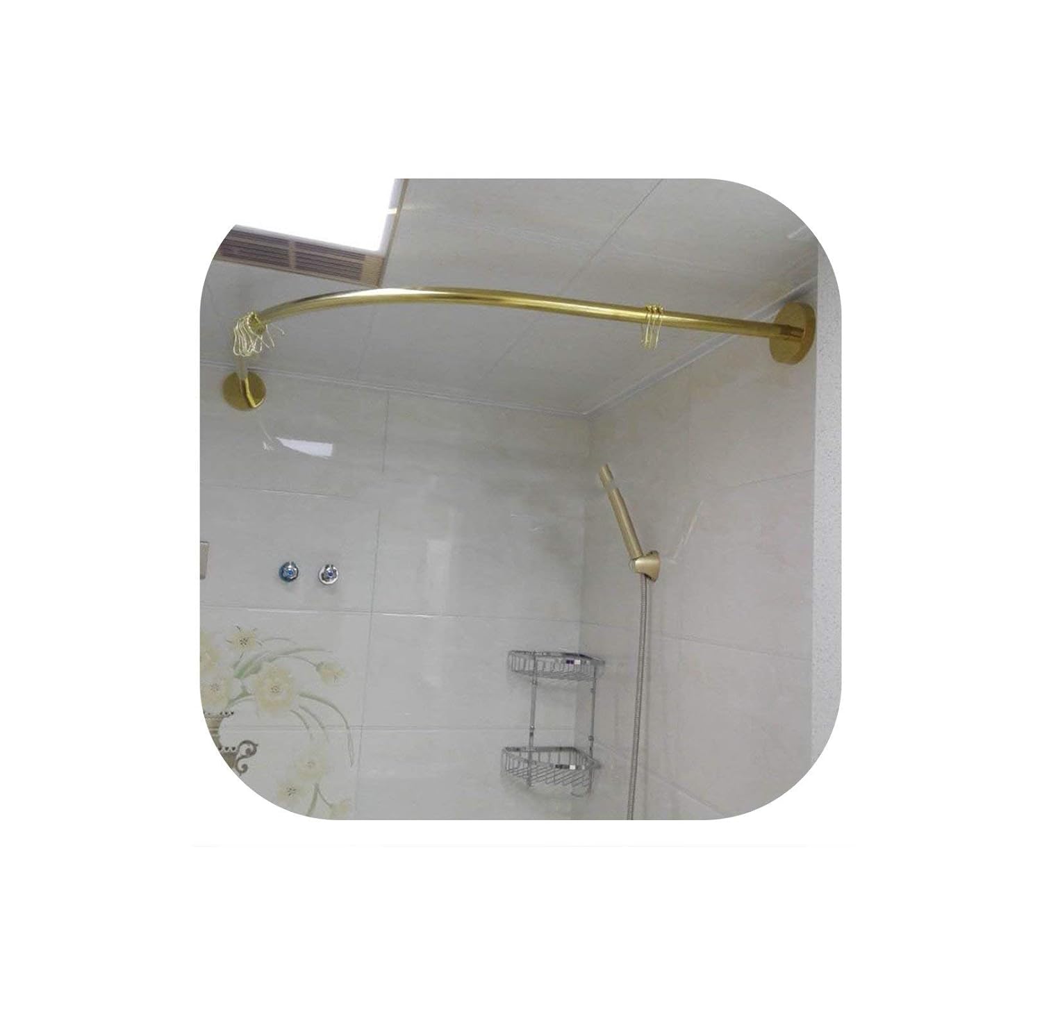 Amazon Com Gold Stainless L Shaped Shower Curtain Poles Punch