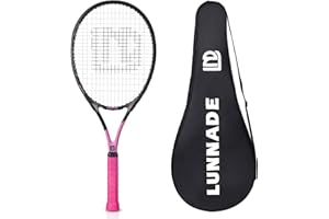 LUNNADE Adults Tennis Racket 27 Inch, Shockproof Carbon Fiber Tennis Racquet Light-Weight, Pre-Strung and Regrip, Suitable for Beginners to Intermediate Players