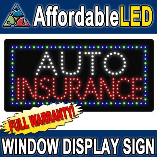 Affordable LED L1003 12 H x 24 L in. Auto Insurance LED Sign