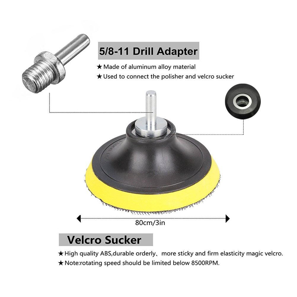 Vankcp Compound Drill Buffing & Polishing Pads Sponge Kit, 10pcs Drill Adapter Kit for Car Sanding, Polishing, Waxing, Sealing Glaze, 3/4/5/6/7 Inch (4)