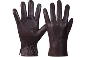 Meetoget Mens Leather Gloves, Dress Gloves, Winter Gloves for Men Fleece Lined Touchscreen CAM40A